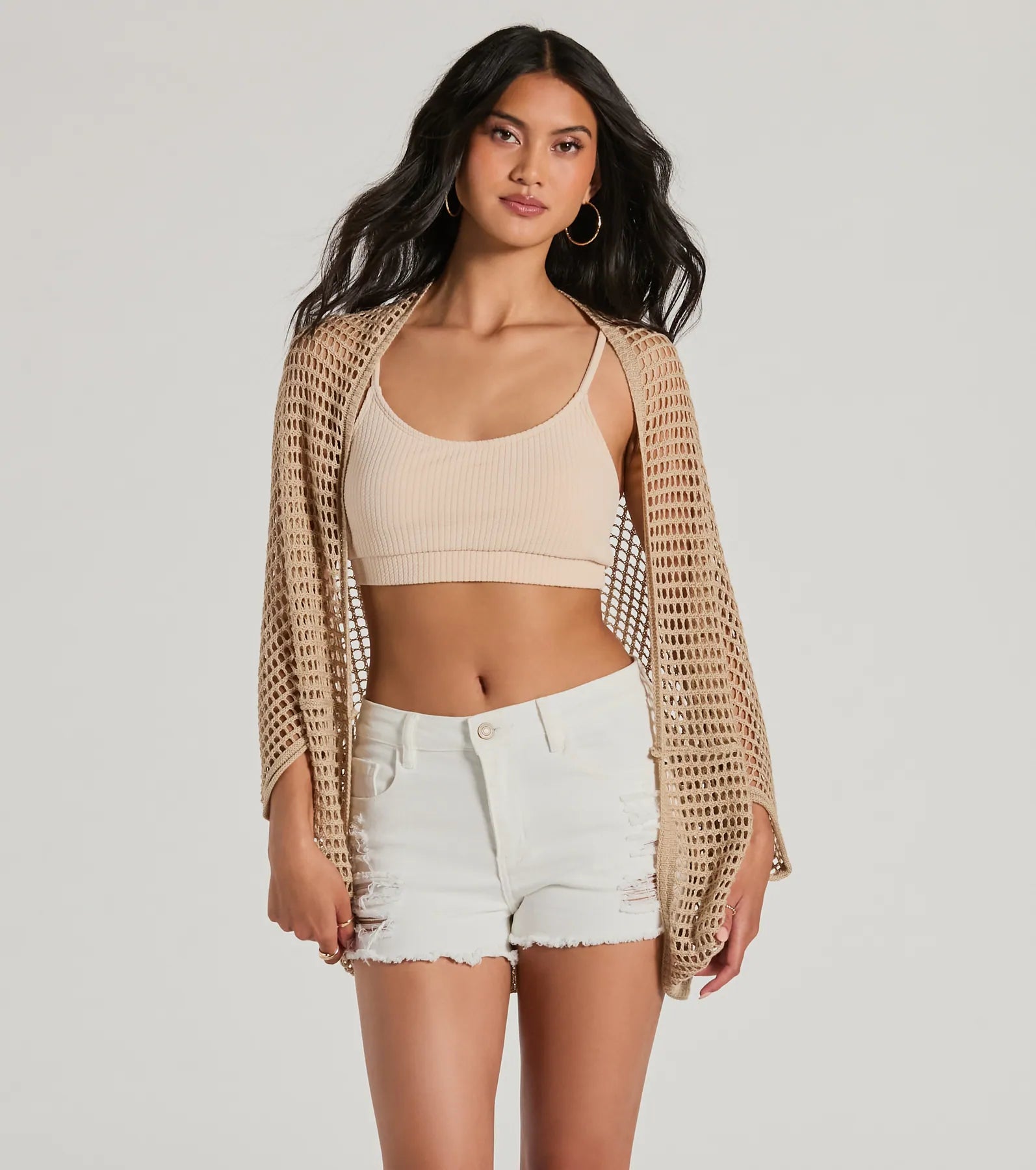 Layered Cutie Oversized Crochet Cardigan Layered Multi-layer Single Layer