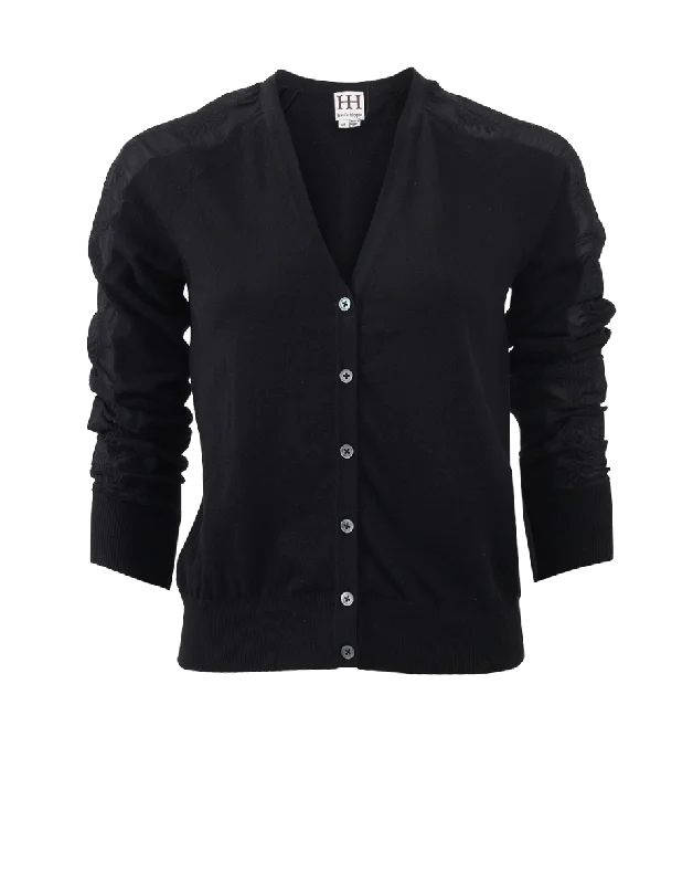 Lace Cropped Cardigan Terry Blend Velvet Blend Canvas Blend