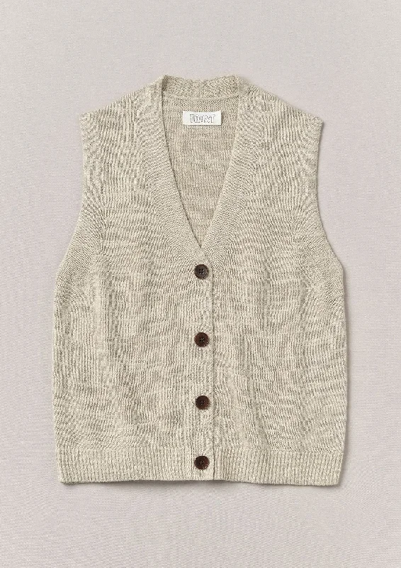 Fine Linen Cotton Knitted Tank | Parchment loose fit tank