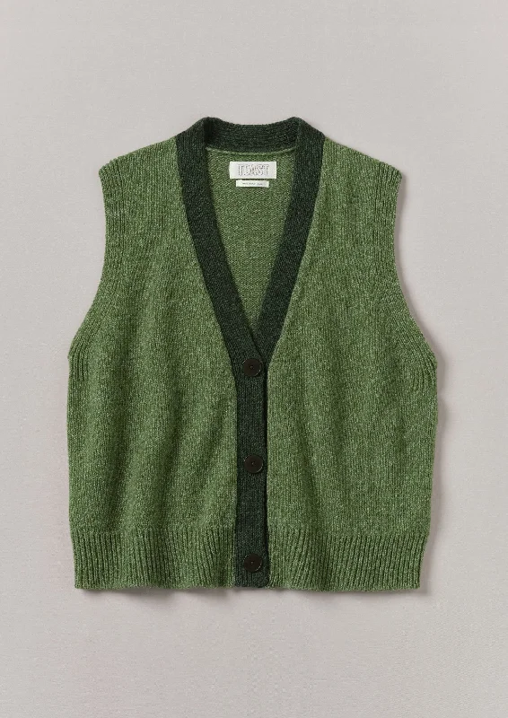 V-Neck Marled Wool Cotton Tank | Leaf Green/Forest sheer tank top