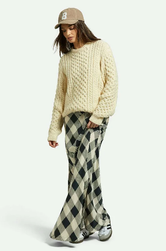 Silky Full Length Skirt - Washed Black/Whitecap Buffalo Check corduroy skirt textured