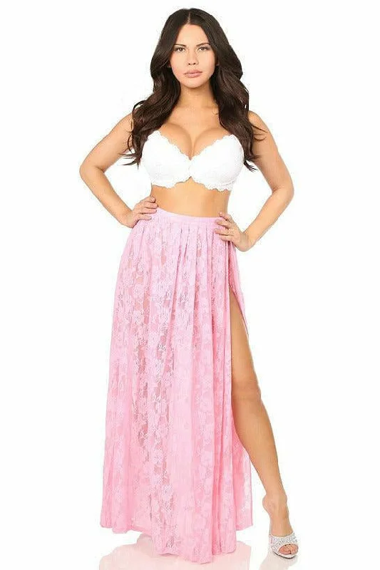 Sheer Lt Pink Lace Skirt wool skirt warm