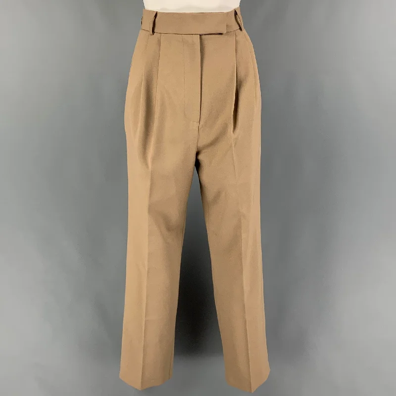 THE FRANKIE SHOP Size XS Beige Polyester Pleated Dress Pants Cozy Fitted Pants