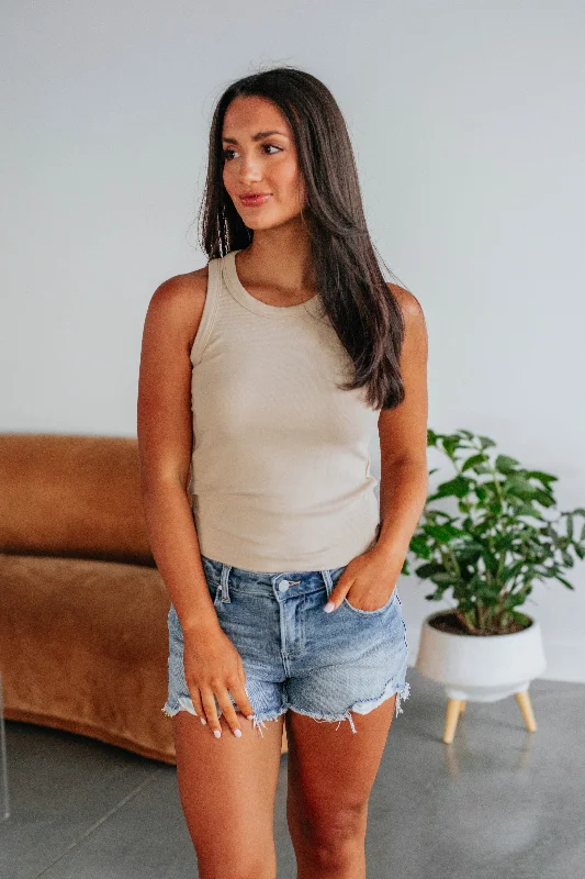 Reeves Ribbed Tank - Sand casual tank top