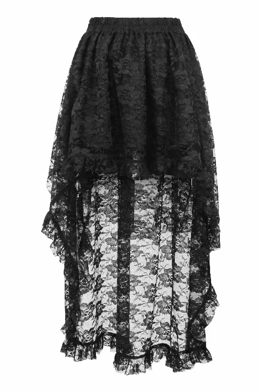 Black Lace Hi Low Skirt athletic skirt fit