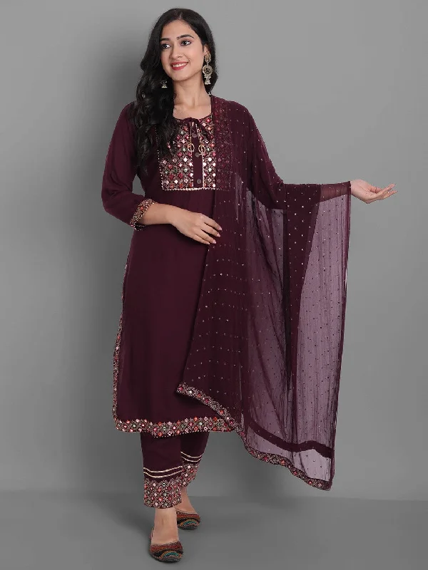 Women's Maroon Color Kurta And Pant Set - Ziva Fashion Lightweight Jogger Pants