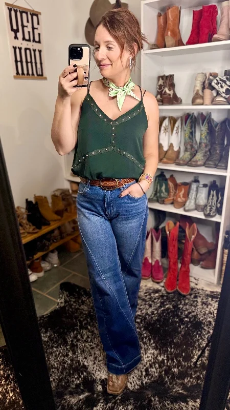 Helga Double Strap Tank Top [Green] lavender tank top