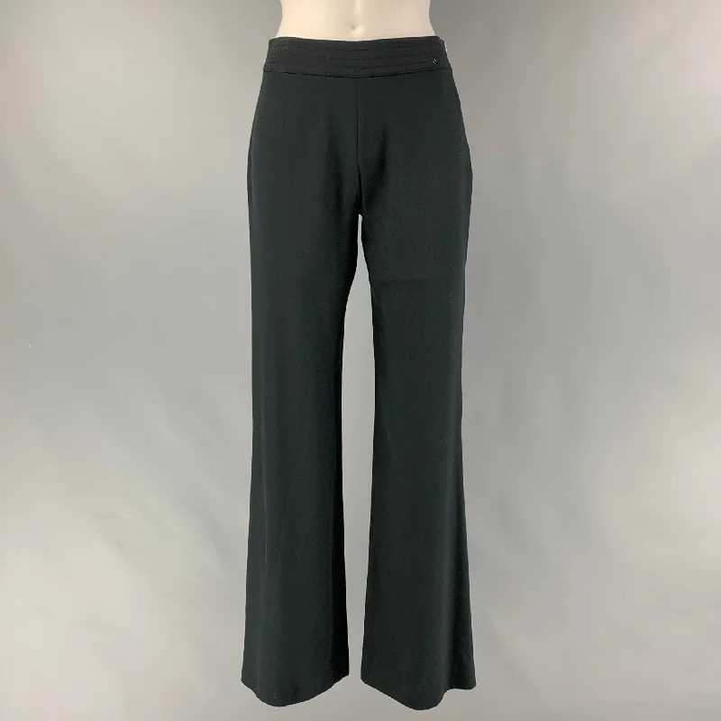 CHANEL Size 4 Black Silk Straight Dress Pants Soft Stretch Leggings