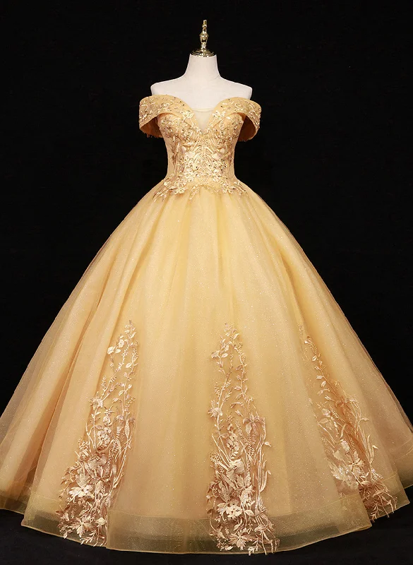 Lovely Ball Gown Off Shoulder Sweetheart Long Formal Dress, Sweet 16 Party Dress Square Neckline Feminine