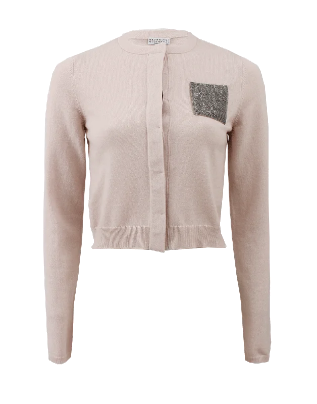 Cropped Monili Pocket Cardigan Casual Formal Business