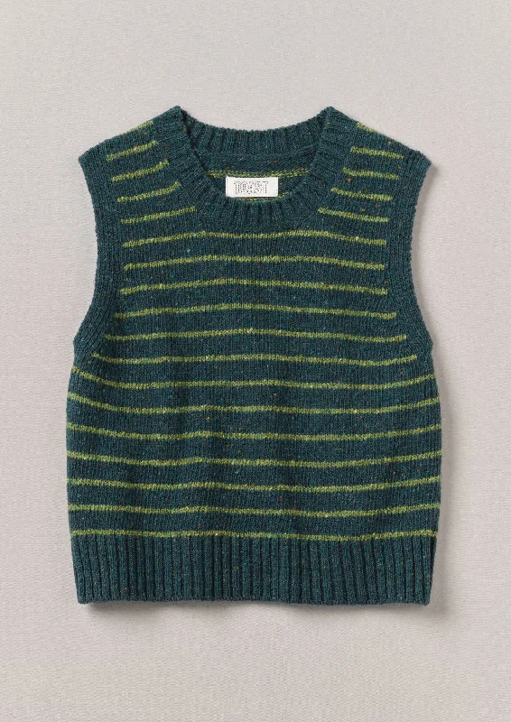 Stripe Donegal Merino Knitted Tank | Kingfisher/Apple basic tank top
