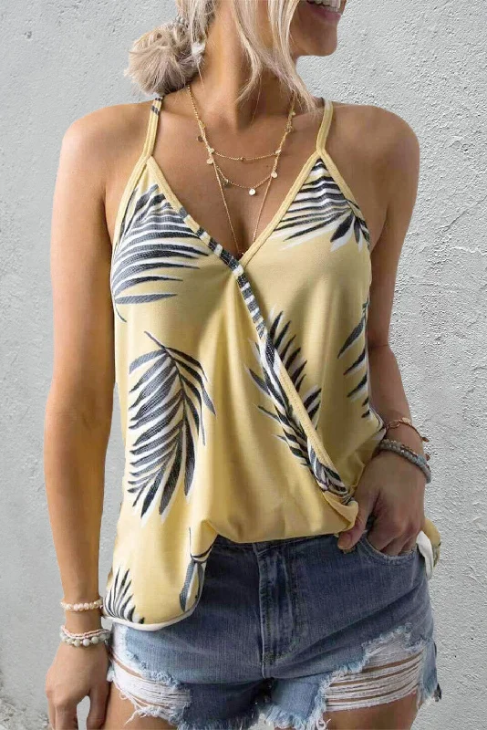 Tops Casual Floral Print Sling Sleeveless Tank Top scoop neck tank