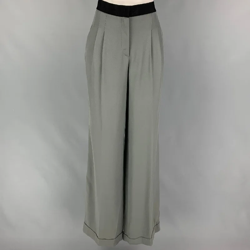 ARMANI COLLEZIONI Size 6 Grey Acetate Silk Pleated Wide Leg Dress Pants Comfortable Fleece Pants