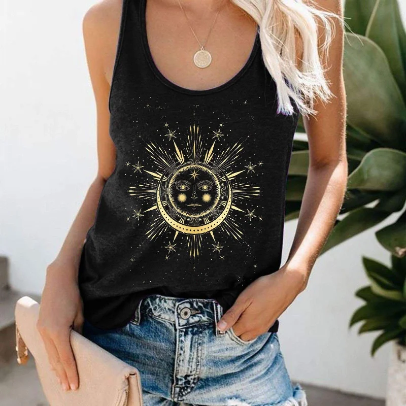 Gold Moon And Sun Tank Top activewear tank top