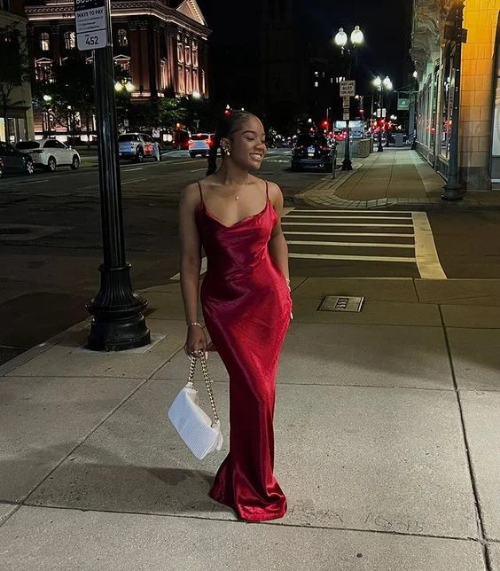 Burgundy Straps Mermaid Black Girl Long Formal Party Dress,DP1680 Tunics Hiking breathable
