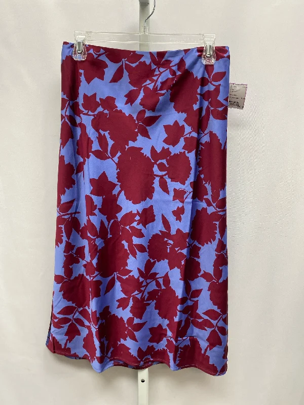 Size Small J.Crew Purple Print Skirt button skirt front