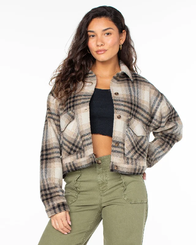 Township Plaid Jacket - Warm Taupe Nylon Fabric Polyester Fabric Spandex Fabric