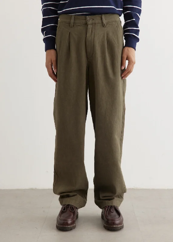 Double Pleat Cotton Pants Comfortable Cargo Pants