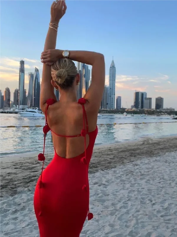 Charming Red Straps Backless Mermaid Long Party Dress, DP2263 Tunics Gym athletic