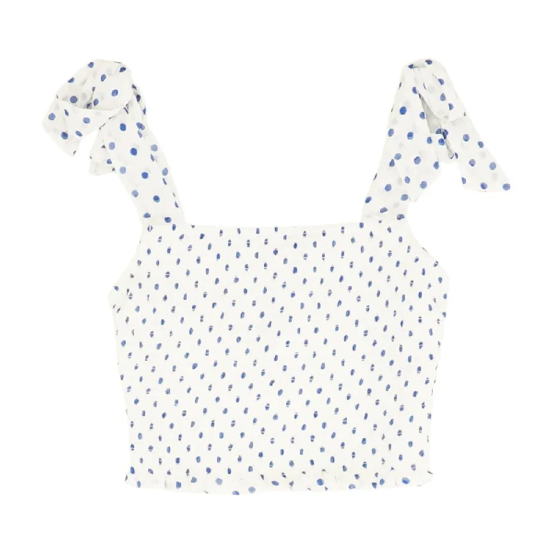 White Polka Dot Cropped Tank open back tank