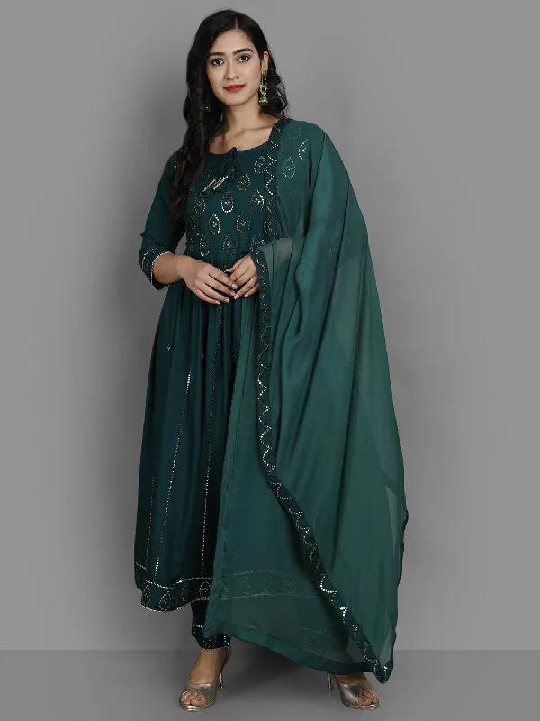 Women's Green Color Kurta And Pant Set - Ziva Fashion Soft Sweatpants Style