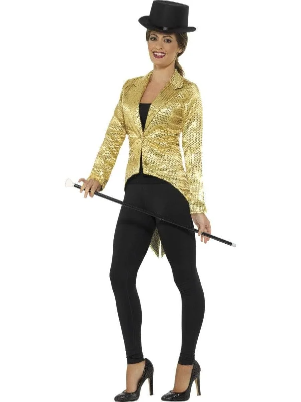 Gold Sequin Tailcoat Jacket Showgirl Costume Jacket Blazer Coat