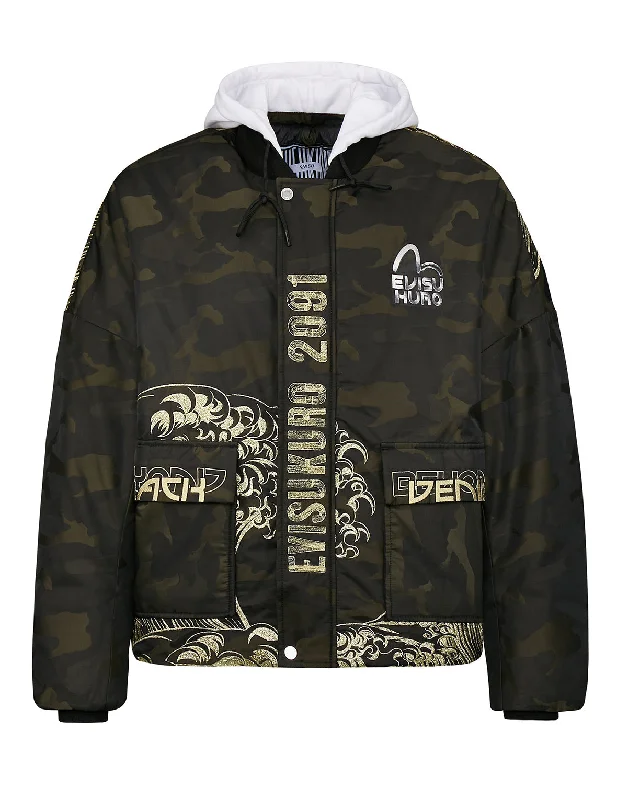 3D Ukiyo-E Embroidered Padded Jacket Wool Jacket Cashmere Jacket Tweed Jacket