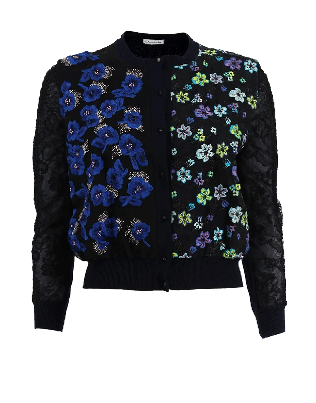Patchwork Cardigan Cashmere Blend Cotton Blend Poly Blend