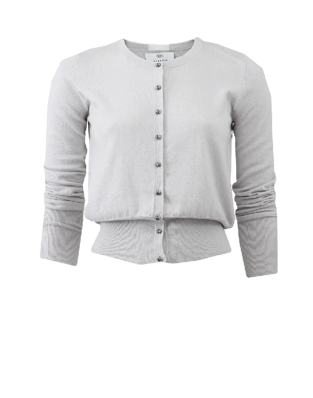 Crystal Button Cardigan Glossy Satin Silk