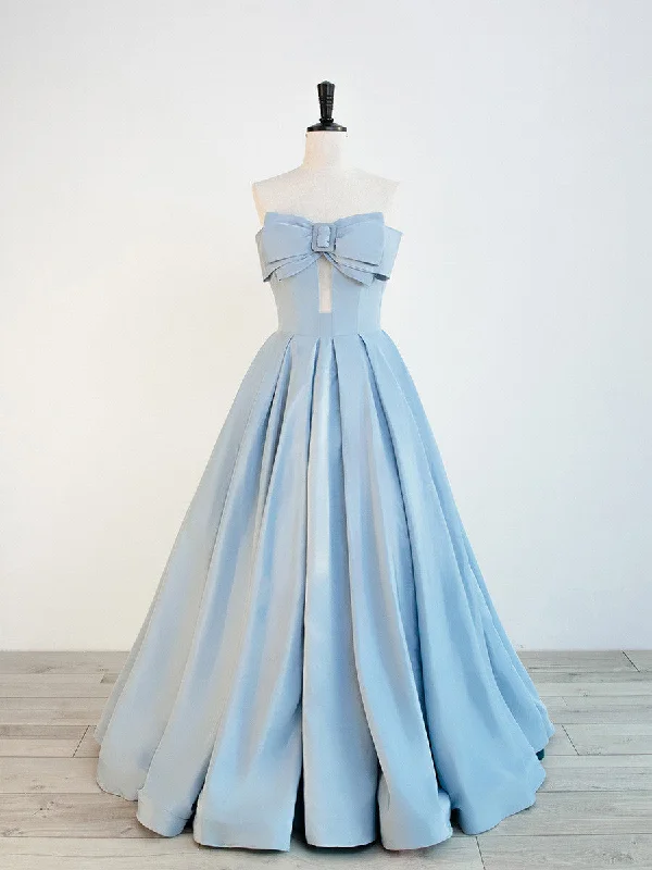 Blue Satin Floor Length Party Dress Prom Dress, Blue Evening Formal Dress Tunics Office stylish