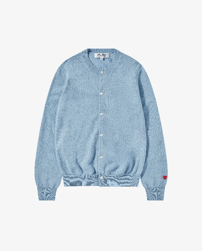N091 UNISEX SMALL HEART CARDIGAN / LIGHT BLUE Long Cardigan Short Cardigan Medium Cardigan