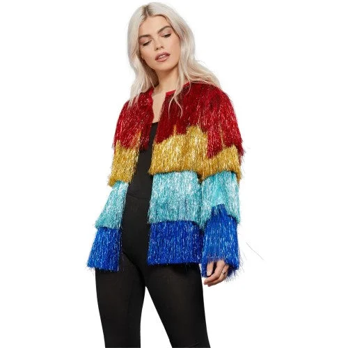 Fever Womens/Ladies Tinsel Festival Costume Jacket Lace Jacket Ribbed Jacket Sequined Jacket Fever Womens/Ladies Tinsel Festival Costume Jacket Lace Jacket Ribbed Jacket Sequined Jacket