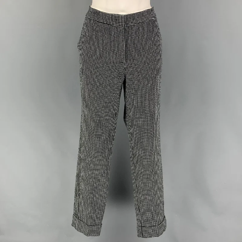 ARMANI COLLEZIONI Size 12 Black & White Cotton Blend Checkered Dress Pants Modern Skinny Pants