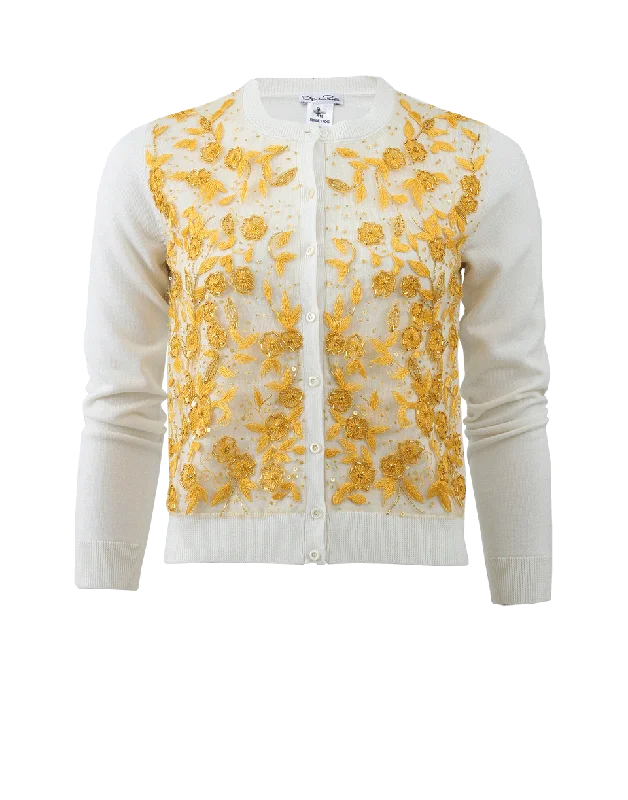 Embroidered Cardigan Toggled Drawstring Belted