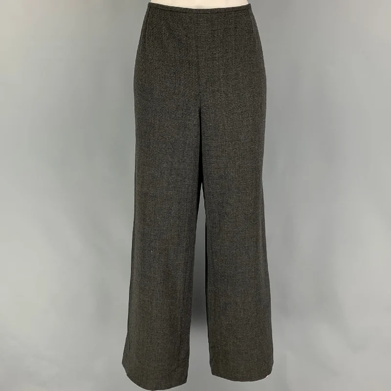 ARMANI COLLEZIONI Size 12 Grey Wool Polyamide Textured Low Rise Dress Pants Soft Stretch Pants