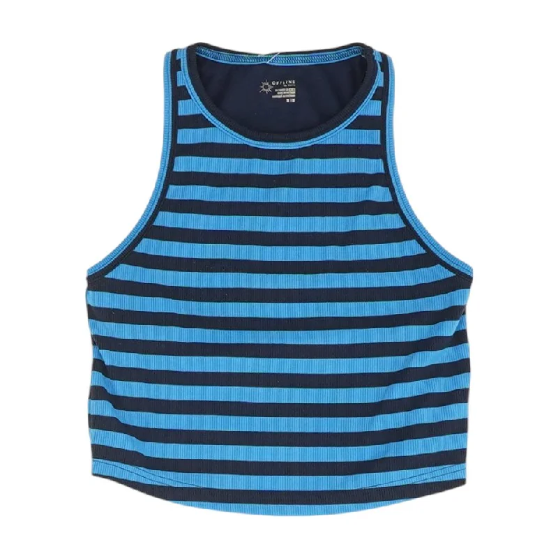 Blue Striped Cropped Tank peekaboo tank top