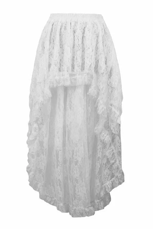 White Lace Hi Low Skirt wool skirt warm