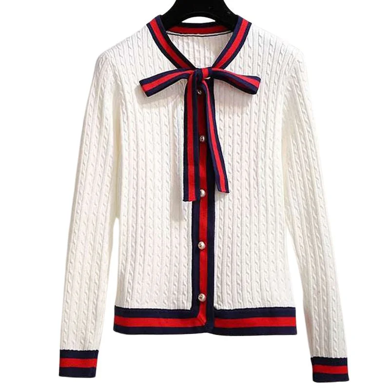 GRACE Design Women's Elegant Fashion Knitted Cable Cardigan Sweater Jacket Elegant Classic Vintage