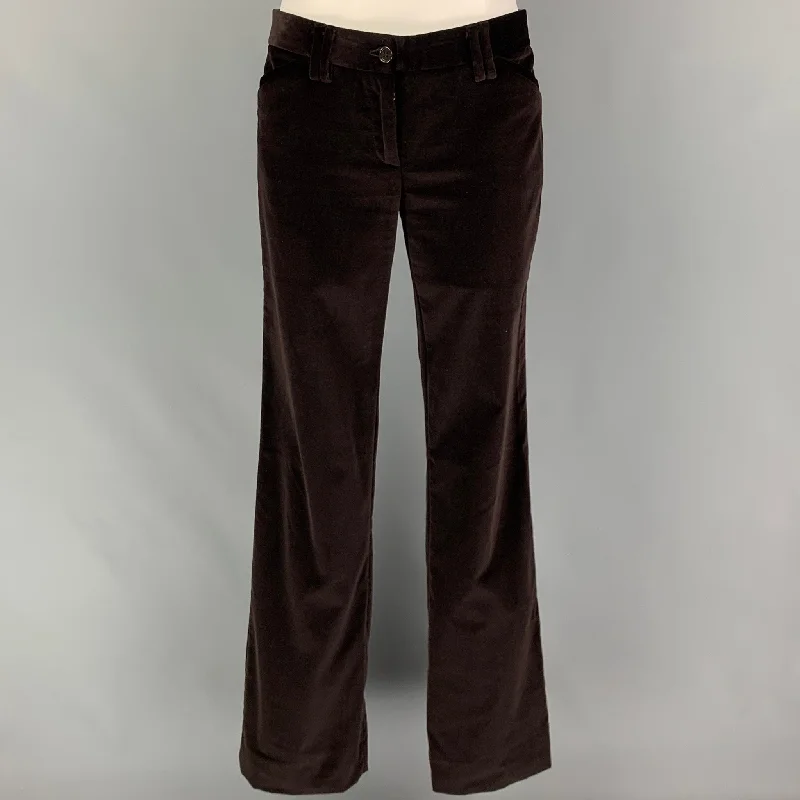 DOLCE & GABBANA Size 4 Brown Cotton Low Rise Dress Pants Chic Checkered Pants