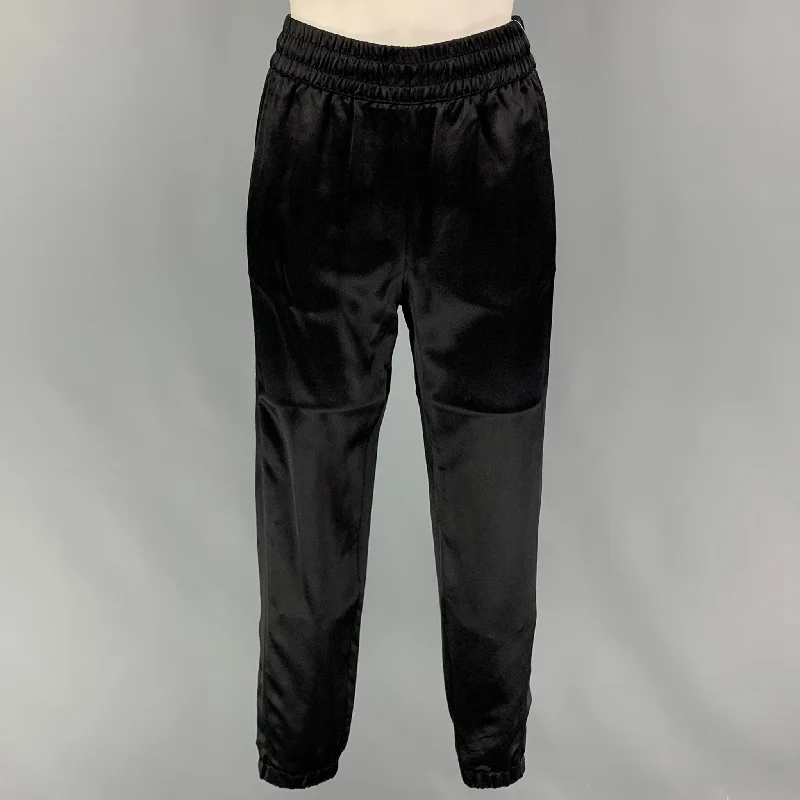 SAINT LAURENT Size 2 Black Silk Elastic Waistband Dress Pants Casual Sweatpants Style