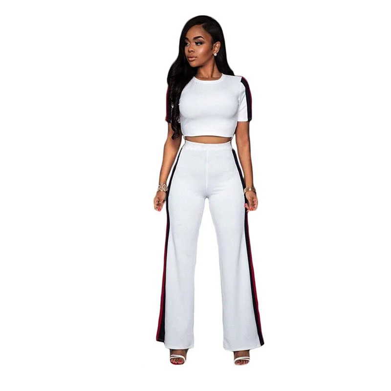 Milano Off-White Stripes Two Piece Set #White #Pant Sets Stylish Paperbag Waist Pants