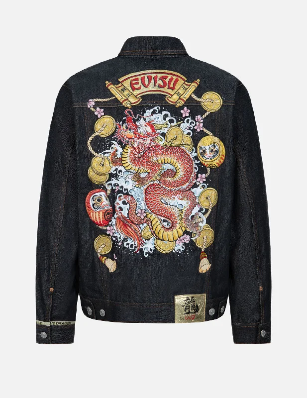 2024 Limited Edition Year of the Dragon Relax Fit Denim Jacket Collared Jacket Crew Neck Jacket Turtle Neck Jacket 2024 Limited Edition Year of the Dragon Relax Fit Denim Jacket Collared Jacket Crew Neck Jacket Turtle Neck Jacket