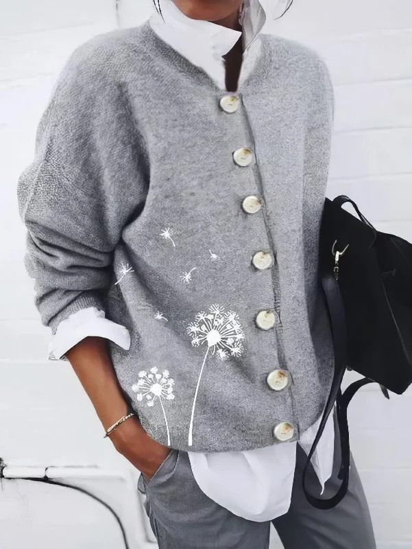 Soft Knit Cardigan Striped Floral Plaid