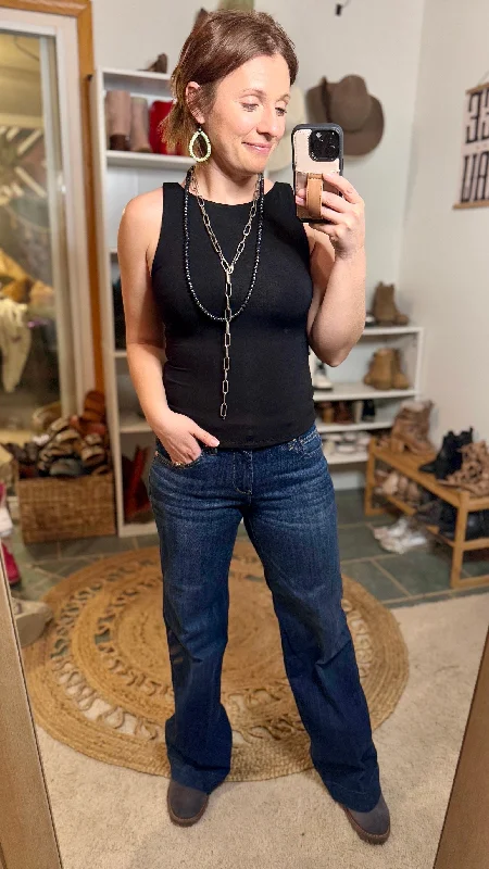 Colton Boat Neck Tank Top [Black] fashionable tank top