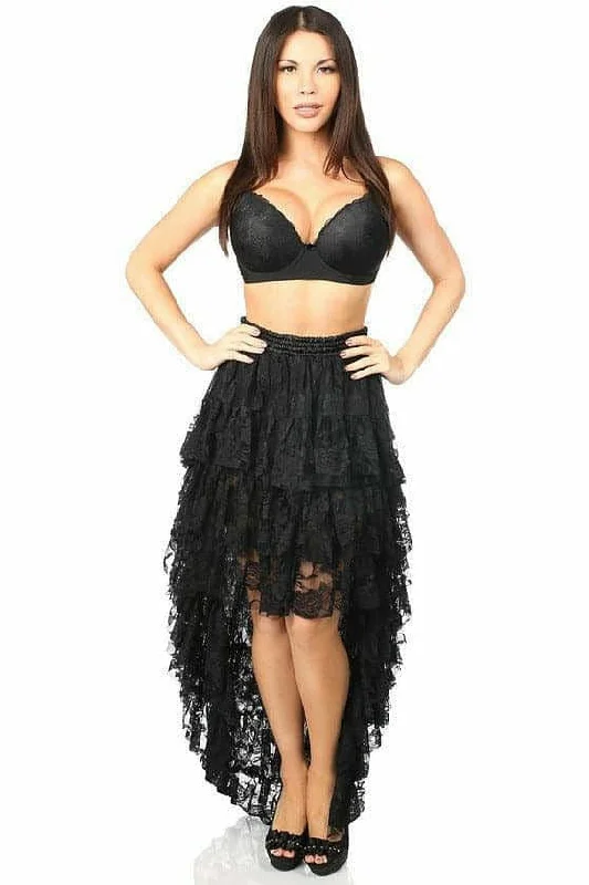 Black High Low Lace Skirt linen skirt light