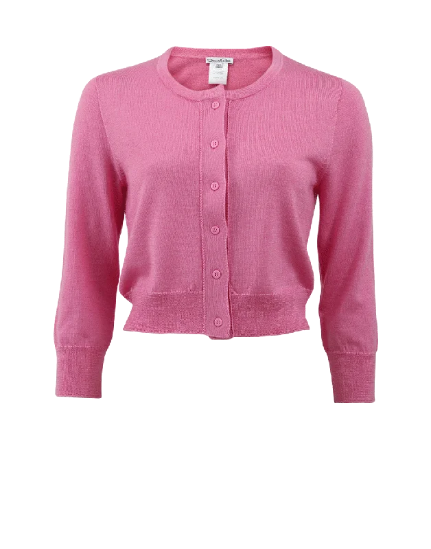 Cropped Cardigan Cashmere Blend Cotton Blend Poly Blend