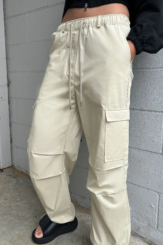 DRAWSTRING WAIST CARGO PANT Chic Slim Fit Pants