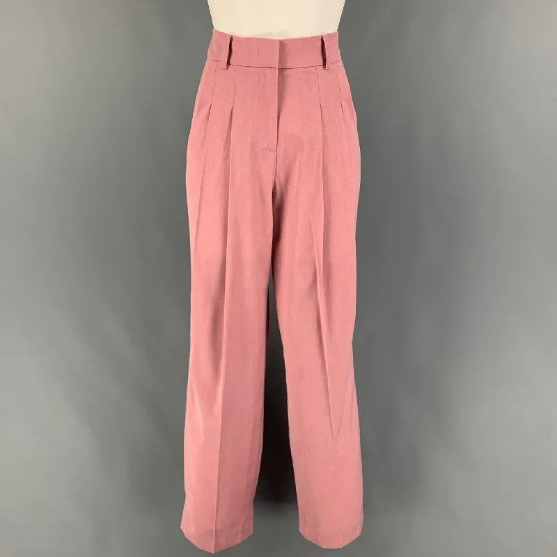 THE FRANKIE SHOP Size XS Pink Tencel Blend Pleated High Waisted Dress Pants Elegant Silk Pants