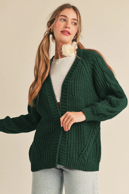 Cable Knit Cardigan Open Front Closed Front Wrap Front