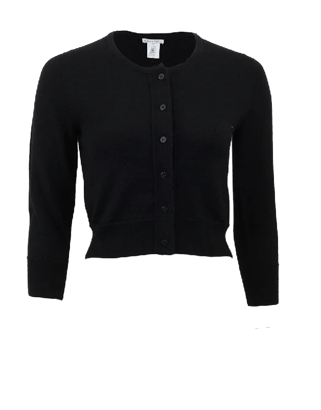 Classic Cropped Cardigan Glossy Satin Silk